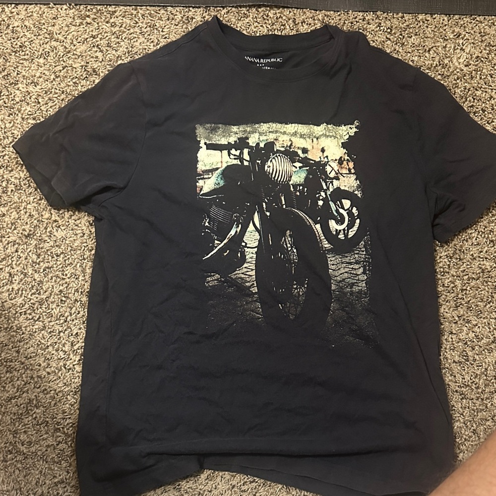 Banana Republic Dark Tee with Motorcycle Print